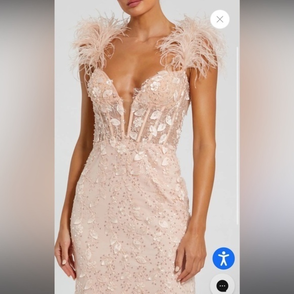 RARE! NWT - Mac Duggal Pink Feather Bustier Gown - Size 8